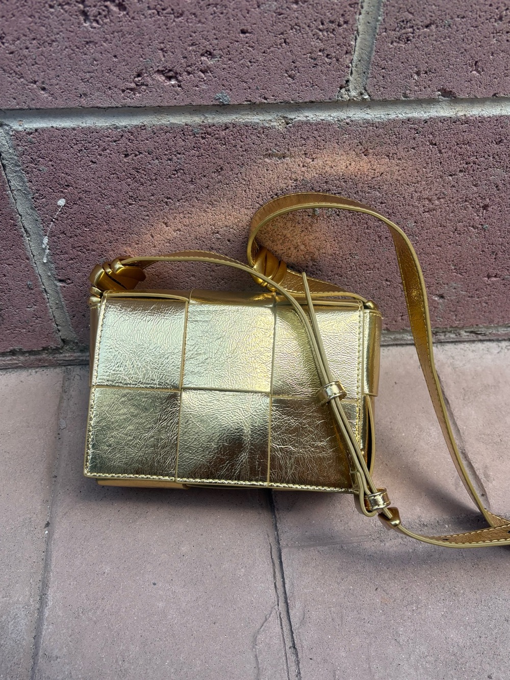 Tiffany and Fred Paris woven crossbody gold bag
